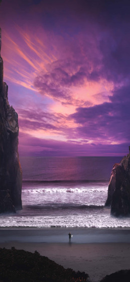 iPhone X Malibu Background Purple Sunset Sky Wallpaper