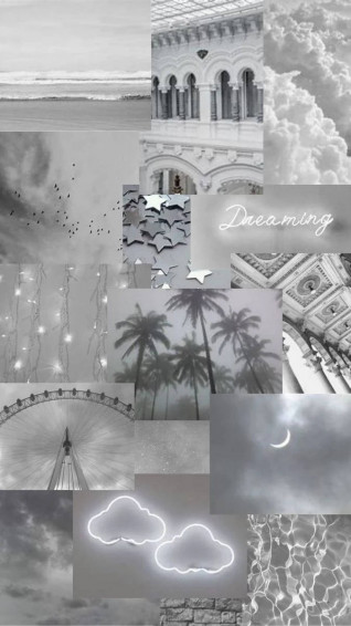 Embrace The Tranquility Light Grey Aesthetic Collage