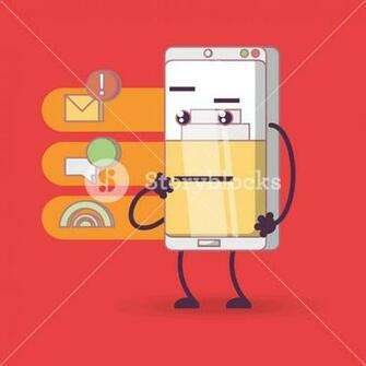 Cartoon Worried Smartphone With Social Media Related Icons Over