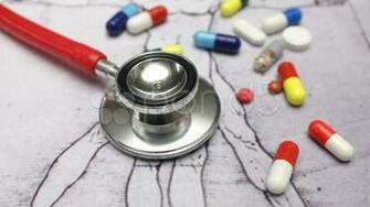 Medical Stethoscope And Medicines With Leonardo Da Vinci