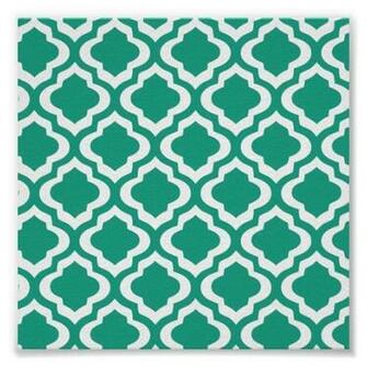 Elegant Teal Moroccan Trellis Quatrefoil Clover Poster