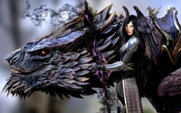 Amazing Dark Angel And Black Dragon Anime HD Wallpaper Picture