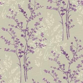 Purple Cream Beige Fern Motif Arthouse Wallpaper
