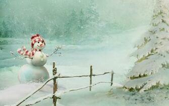3d Winter Wallpaper Met Sneeuwpop Achtergrond