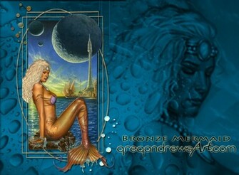 Wallpaper Bronze Mermaid By Badass Artist