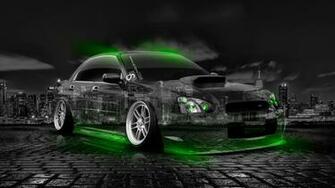 Subaru Wrx Sti Jdm Crystal City Car Green Neon HD Wallpaper