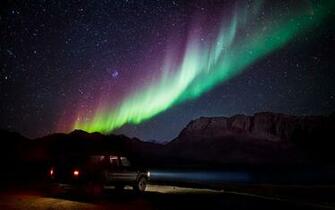 Aurora Borealis Northern Lights Night Truck Stars Wallpaper Background