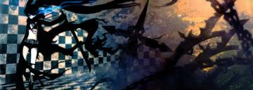 Black Hair Rock Shooter Blue Eyes Boots Dualscreen Fire Huke