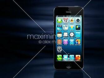 Of Apple iPhone Black Smartphone Isolated On Dynamic Blue Background
