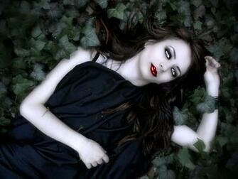 Vampire Girl Lying On Leaves Computer Wallpaper Desktop Background