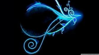 Blue Neon Light Swirls Wallpaper
