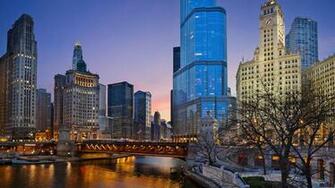 Wallpaper Evening Chicago Illinois State X