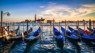 Gondolas Sunset Venice Wallpaper General
