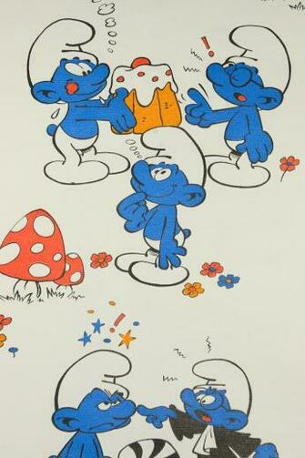 Wow Original Vintage Kids Wallpaper Smurfs Signed