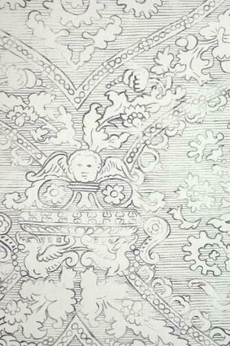 Fairfax Wallpaper Large Damask In Charcoal And White