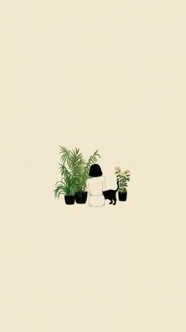 Plants Cats Is The Best Combo Graphic Minimalist Cute Simple