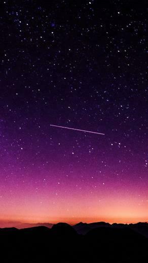 Star Galaxy Night Sky Mountain Purple Red Nature Space Wallpaper