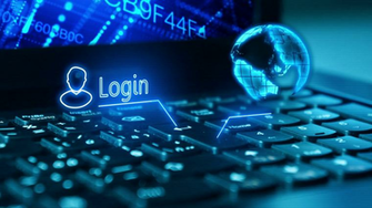 Log On To Your Bank Account A Laptop Logging In With Security