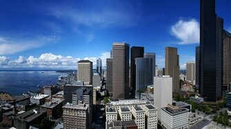 Coastal City Skyscrapers Wallpaper