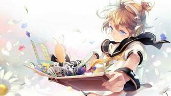 Cute Anime Girl Headphone Listening Music Book HD Wallpaper