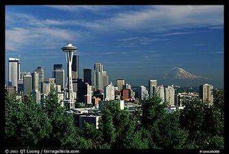 Seattle Skyline With The Needle And Mt Rainier Afternoon