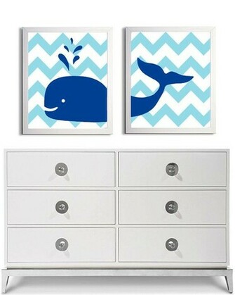 Nursery Whale Kids Room Art