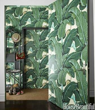 Of My Favorite Interiors With Palm Leaf Wallpaper Live The Life