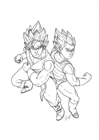 Ssgss Goku And Vegeta Lineart By Blueast