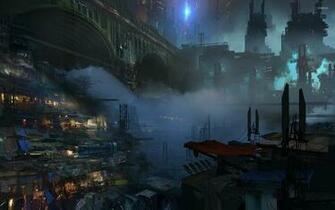 Slum At The Edge Of City Wallpaper Fantasy