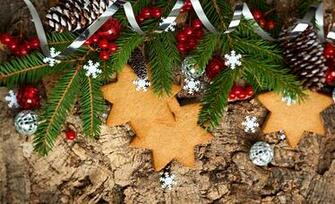 Image Christmas Snowflakes Food Balls Cookies Branches