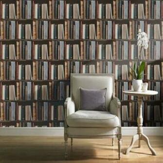 Pob Library Bookcase Books Shelves Ideco Wallpaper