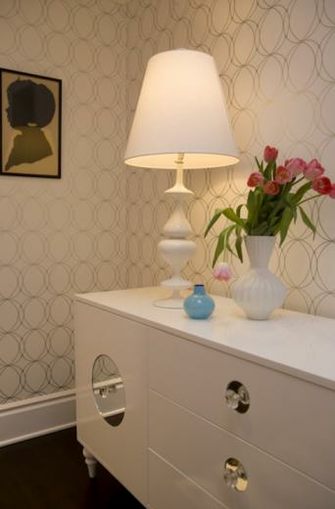 White And Silver Wallpaper Contemporary Den Library Office