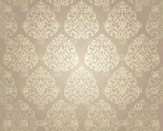 White Damask Ornament On Beige Background Seamless Wallpaper