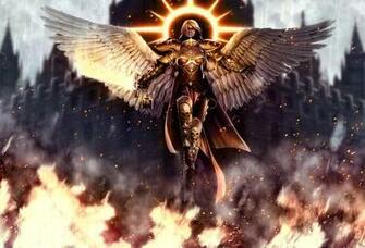 Wallpaper Warhammer 40k Angel Wings Fire Armor Sword Desktop