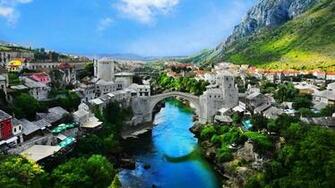 Mostar Old Town Nature Landscape Full HD 1080p Background