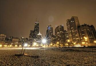 Winter Night City Wallpaper In The