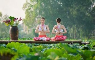 Wallpaper Summer Flowers Girls Concentration Gymnastics Yoga