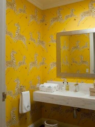 Bathrooms Gold Wallpaper Zebras And