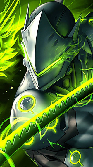Neon Green Genji iPhone Fanart Wallpaper