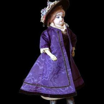 Rich Purple Moire Silk Half Mourning Jacket With Black Velvet Trim