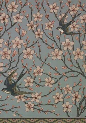 Almond Blossom And Swallow Wallpaper Frieze Designed By Walter Crane