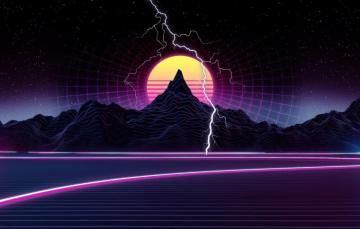 Wallpaper The Sun Mountains Music Stars Lightning Space