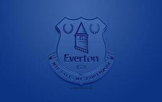 Wallpaper Everton Fc Creative 3d Logo Blue Background