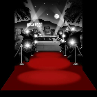 Hollywood B W With Red Carpet Floor Photo Backdrops And Background
