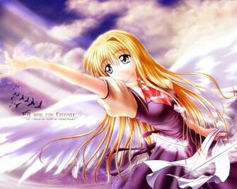Air Kamio Misuzu Girl Blonde Sky Feathers Stock Photos