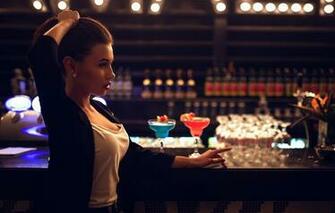 Wallpaper Bar Ivan Gorokhov Girl Counter Beverages