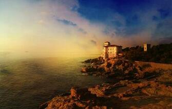Wallpaper Sea Clouds Castle Ship Italy Tuscany Livorno
