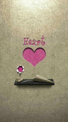 Pink Heart Wall Grey Android Wallpaper
