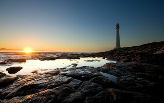 Sunset At Lighthouse Desktop Pc And Mac Wallpaper