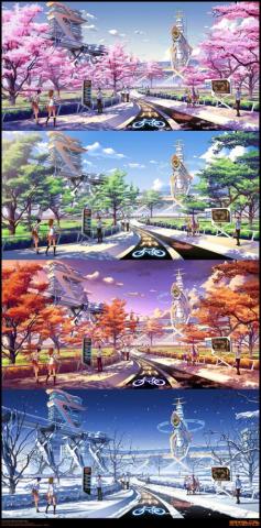 Winter Autumn Seasons Summer School Spring Scenic Science Fiction